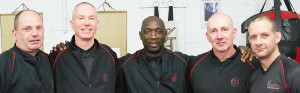 L-R Sifu Paul Spencer, Sifu Mark Solomons, Master Eric Wilson, Sifu Gary Cooper, Sifu Ashley Phillips